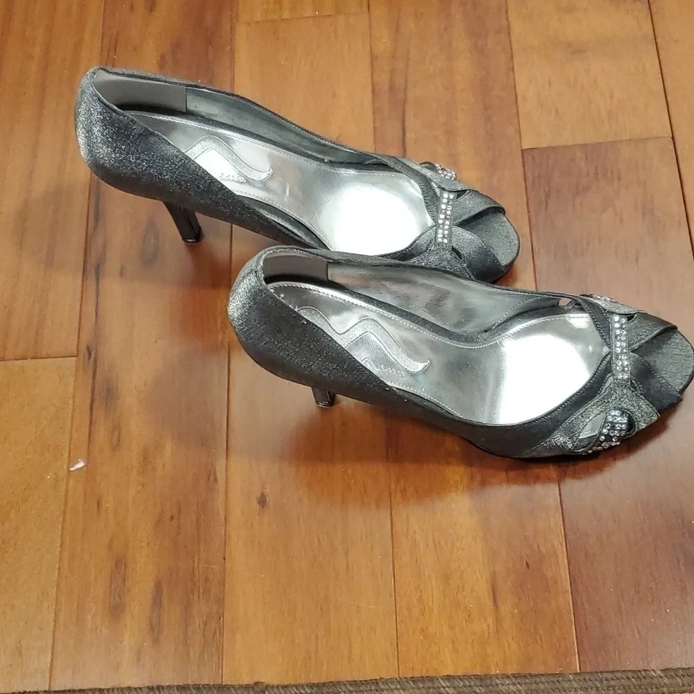 NINA Gray Peep Toe Platform Pumps Heels Shoes Women's 8.5 M